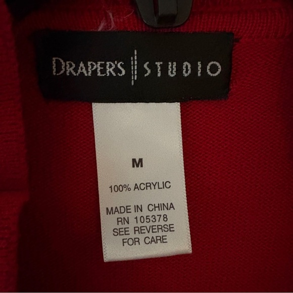 Draper’s Studio Women’s M Red Open Front Cardigan Sweater with Pleated Trim - Picture 3 of 3